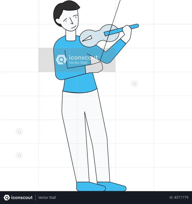 The boy is playing the violin  Illustration