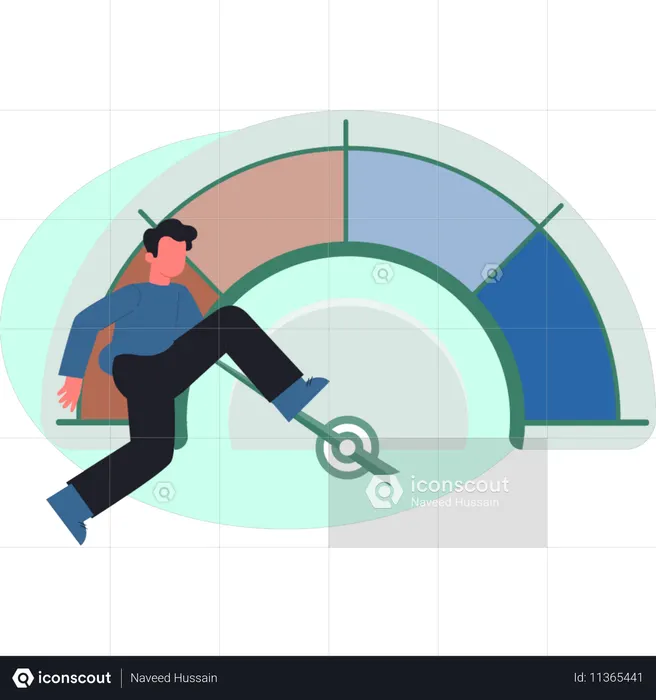 The boy running towards speed meter  Illustration