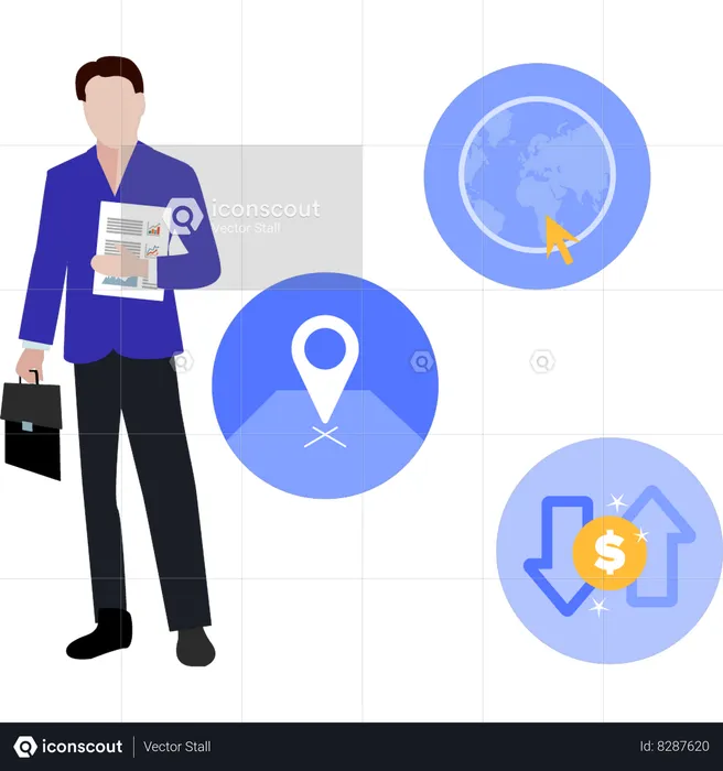 The businessman is standing  Illustration