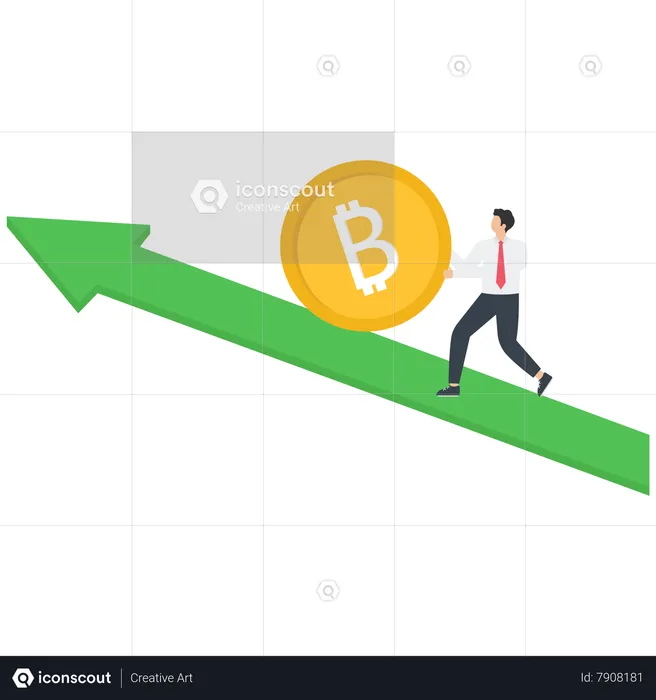 The businessman pushes up a Dollar coin  Illustration