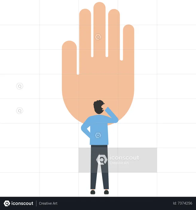 The businessman was blocked by a huge hand  Illustration