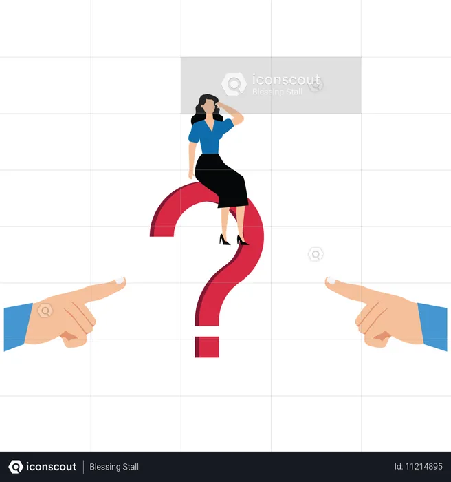 The Businesswoman is Confused by the Path the Big Hand Points  Illustration