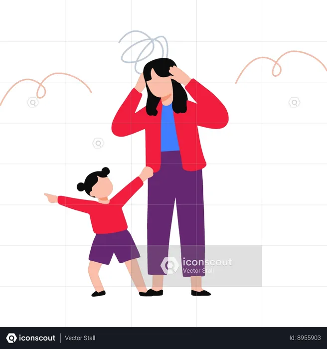 The Child Is Annoying The Girl  Illustration