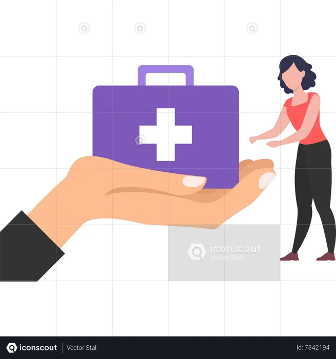 The doctor is holding a medical kit  Illustration