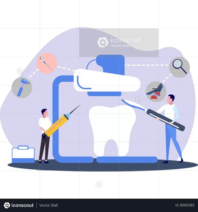 The doctor is treating the teeth  Illustration