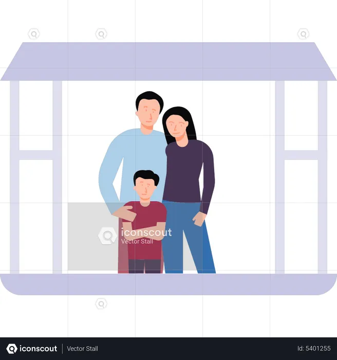 The family is in quarantine due to covid  Illustration