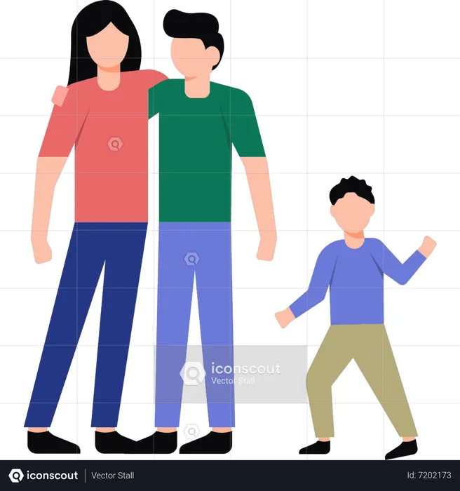 The family is standing  Illustration