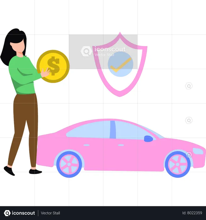 The girl has car insurance  Illustration
