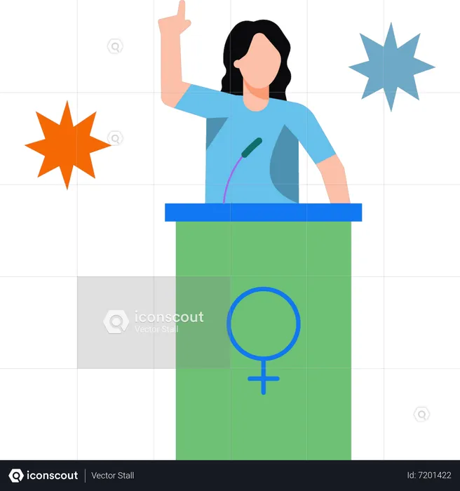 The girl is giving a speech on feminism  Illustration