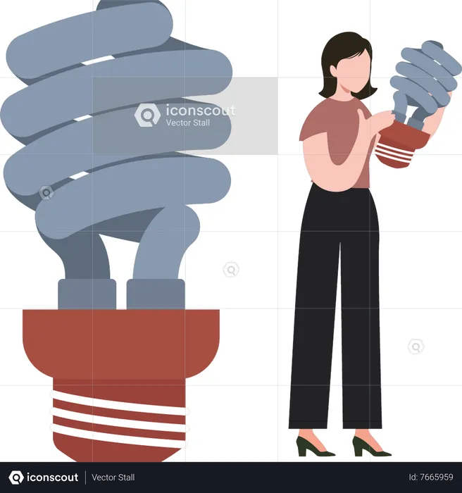 The girl is holding an energy saver  Illustration