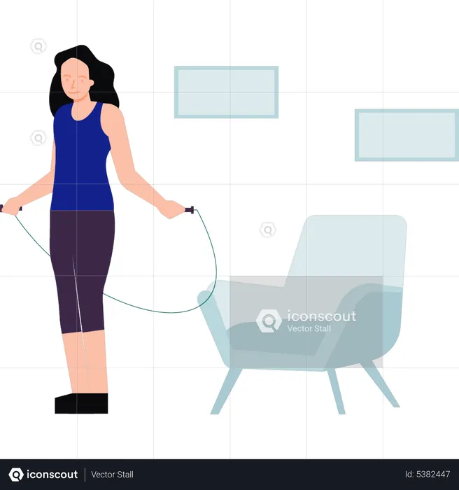 The girl is jumping rope  Illustration