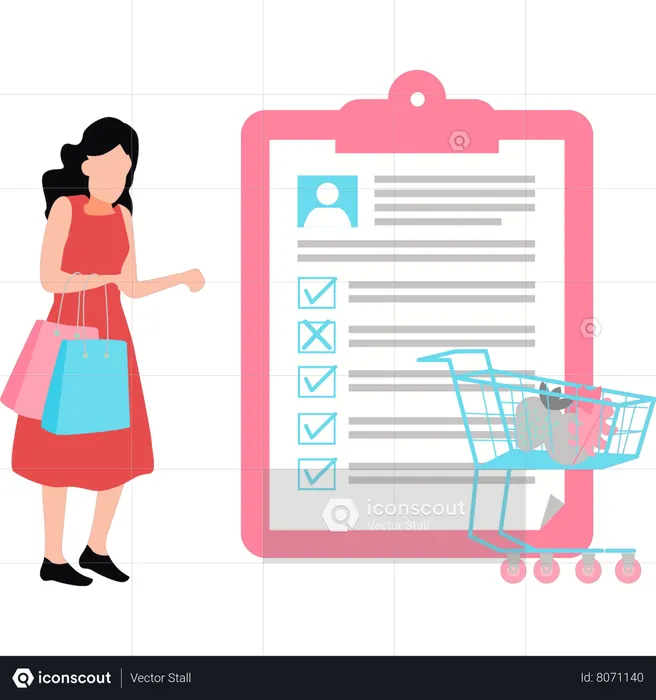 The girl is looking at the list  Illustration