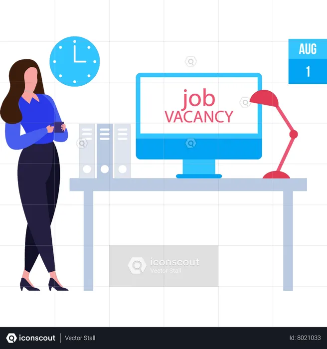 The girl is looking for a job vacancy  Illustration