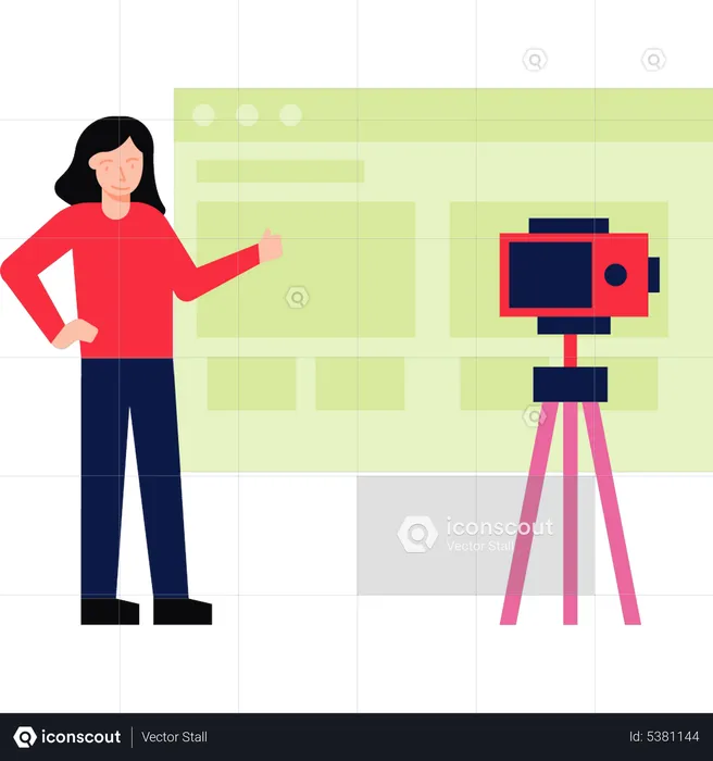 The girl is making a video.  Illustration