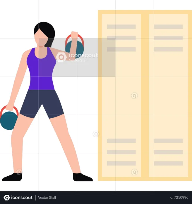 The girl is picking up the kettlebell  Illustration