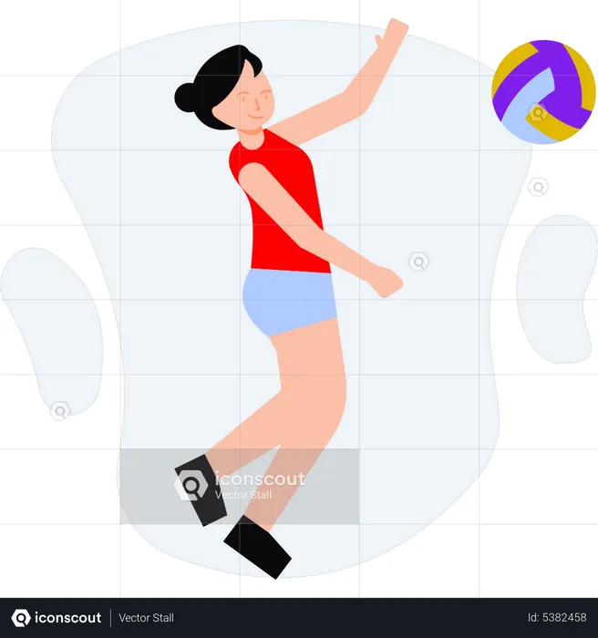 The girl is playing volleyball  Illustration