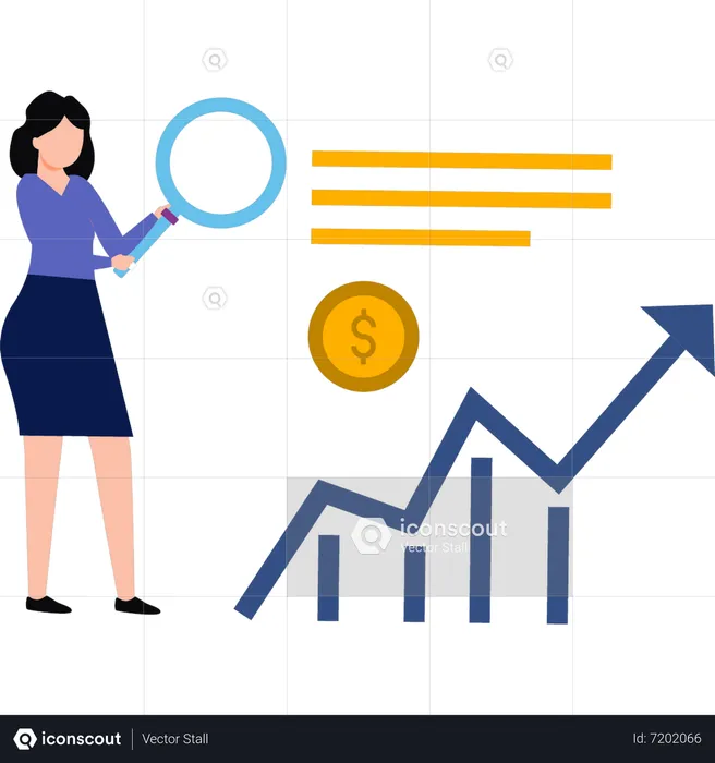 The girl is searching on the dollar graph  Illustration
