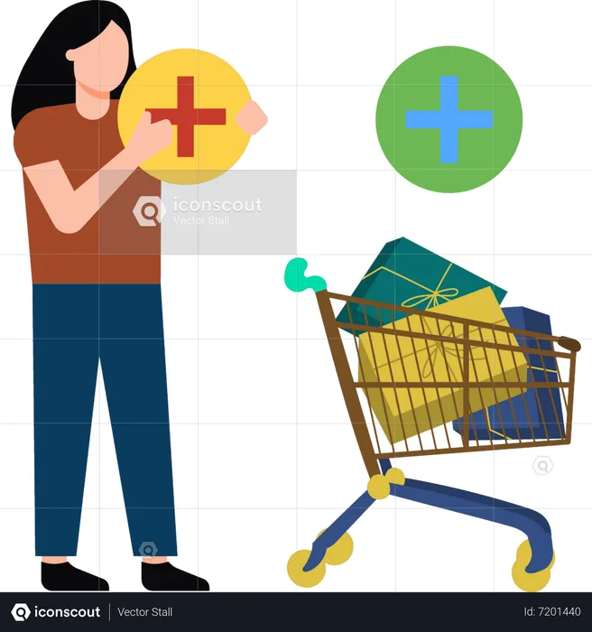 The girl is shopping  Illustration