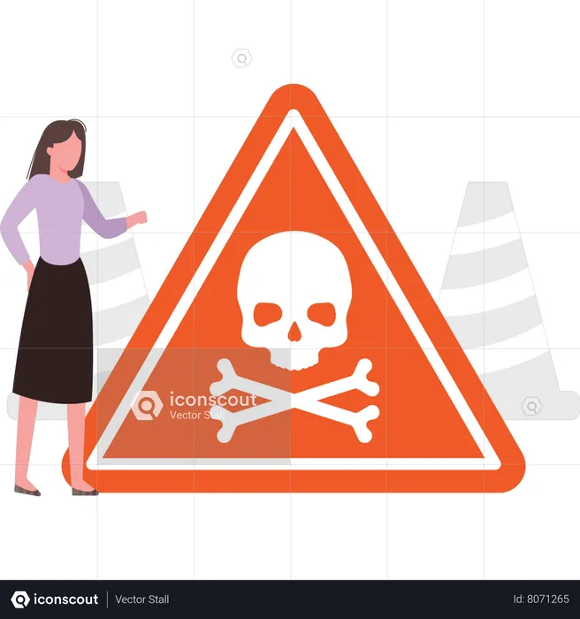 The girl is showing a warning sign  Illustration