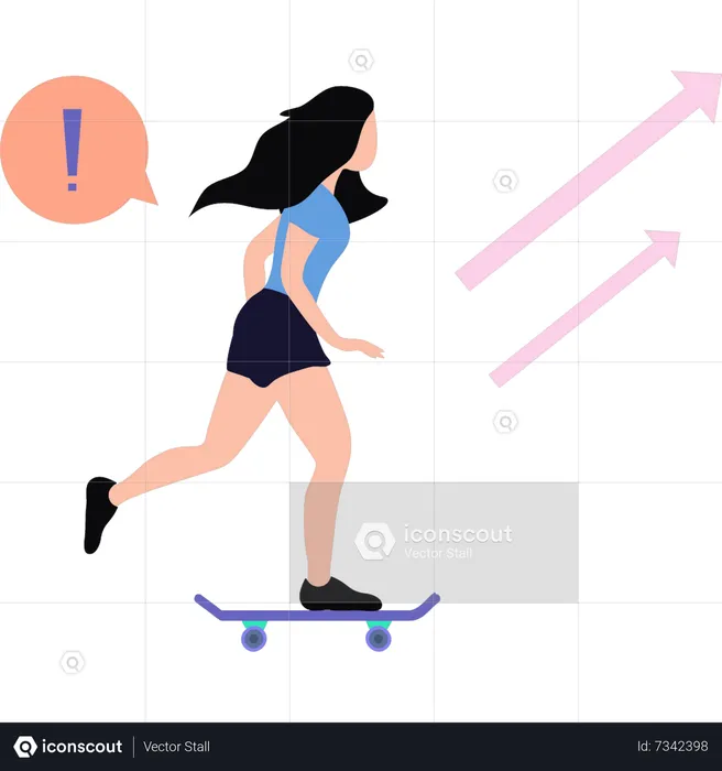 The girl is skating  Illustration