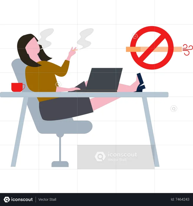 The girl is smoking  Illustration