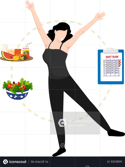 The girl's healthy lifestyle is glad that she can control her diet  Illustration