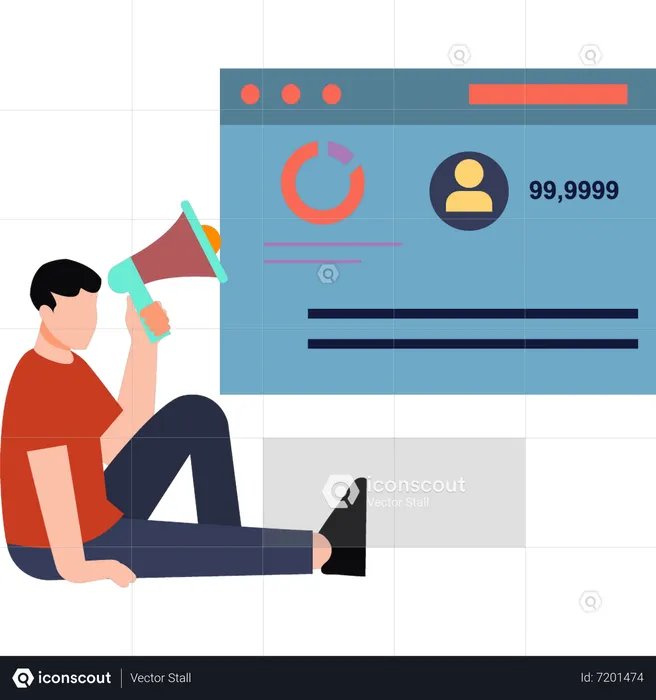 The guy is doing online marketing  Illustration