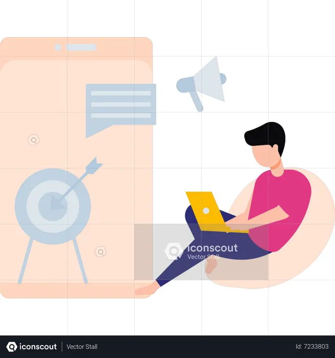 The guy is working on a marketing goal  Illustration