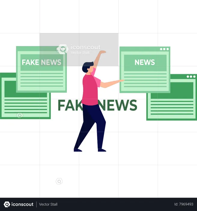The guy is working on fake news  Illustration
