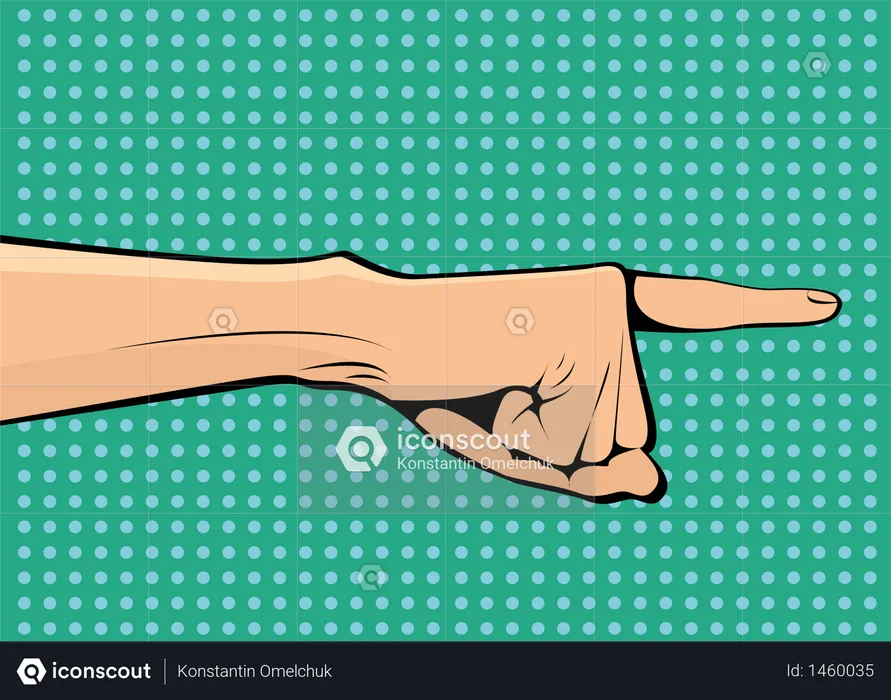 The hand points sideways and up pop art retro vector  Illustration