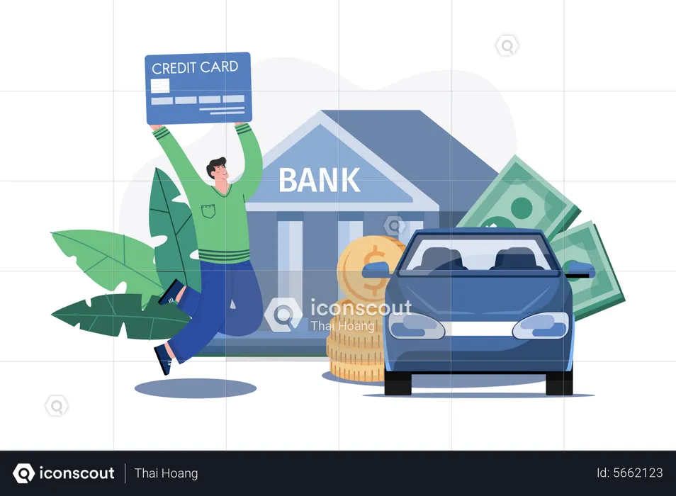 The Happy Young Man Was Excited When Got A Bank Authorization  Illustration