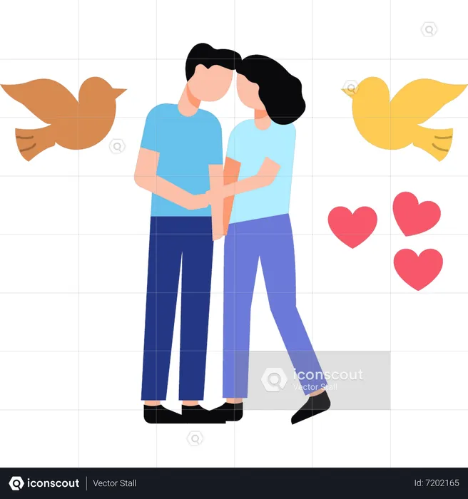 The love birds are romancing  Illustration