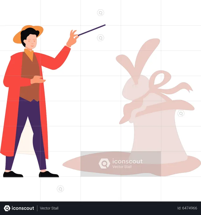 The magician is doing the rabbit hat trick  Illustration