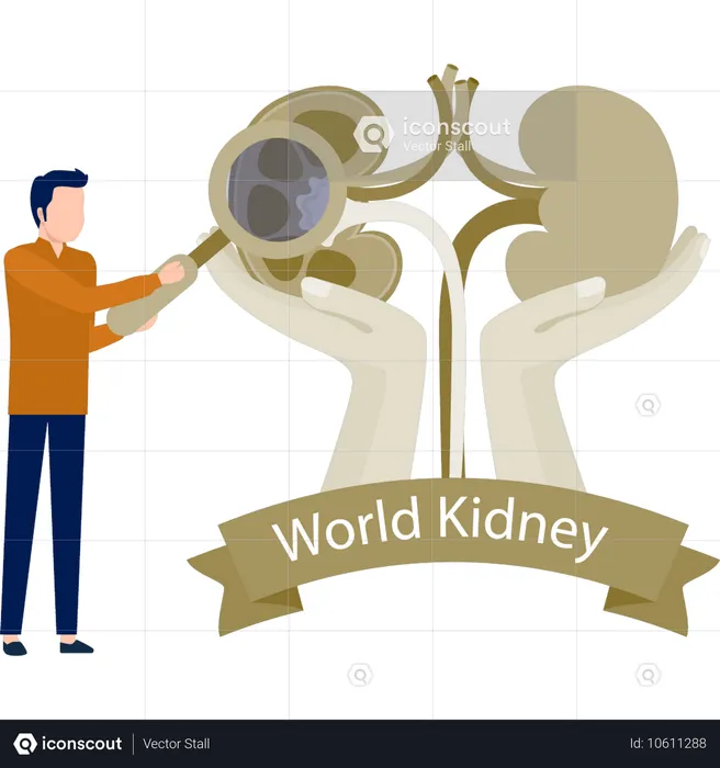 The man is research on world kidney presentation  Illustration