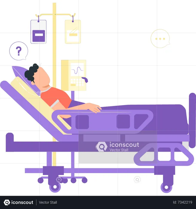 The patient is in a hospital bed  Illustration