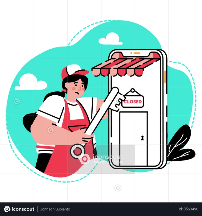 The seller is closing her store on the e-commerce platform  Illustration