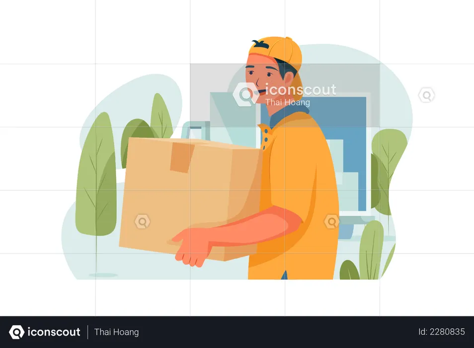 The shipper is delivering the box  Illustration