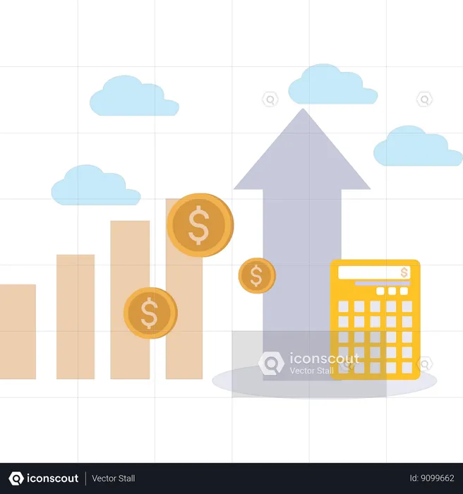 The stock market graph is rising  Illustration