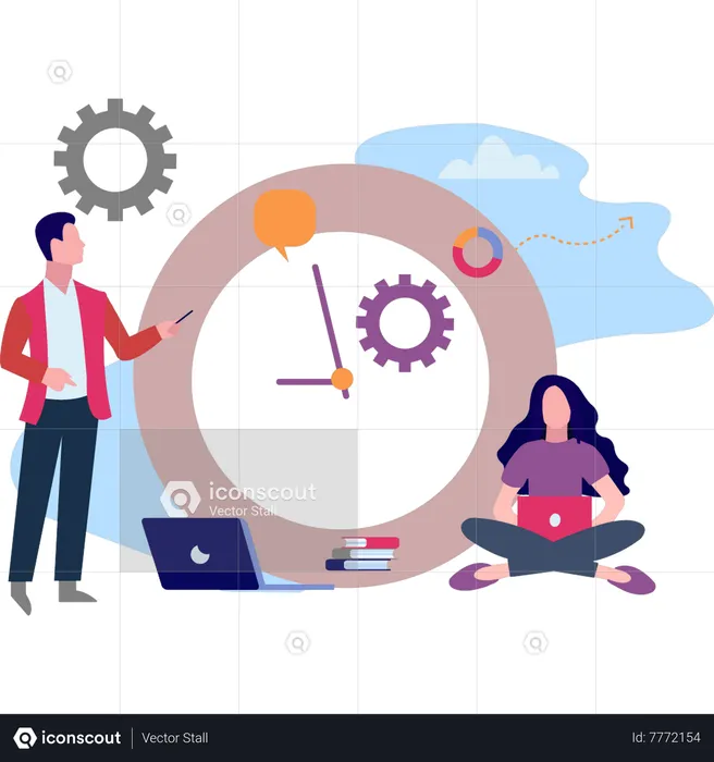 The team is working on time management  Illustration