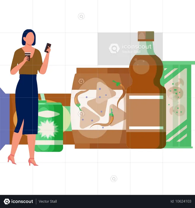 The woman is enjoying drink  Illustration