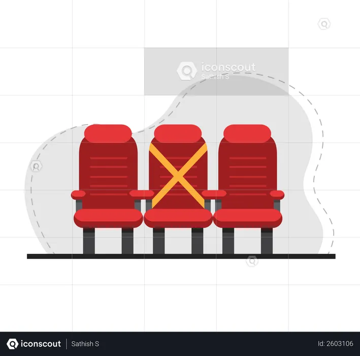 Theatre seats with social distance. Flat design concept illustration  Illustration
