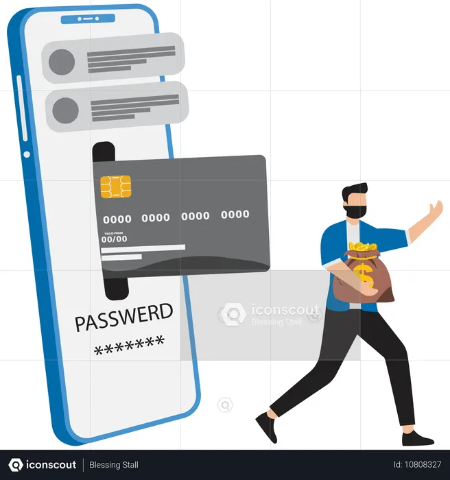 Theft stealing money from businessman's account  Illustration