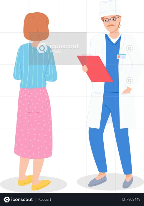 Therapist speaks to the patient woman  Illustration