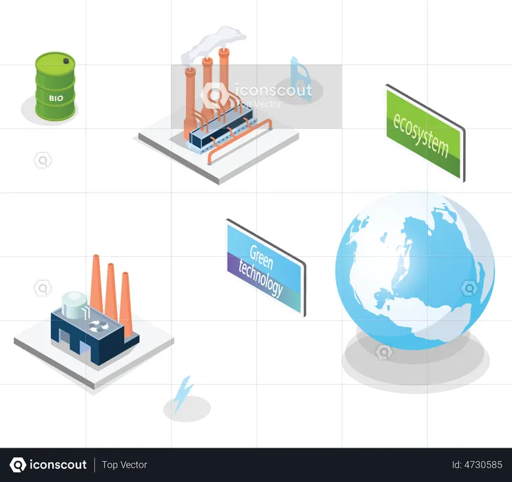 Thermal power plant with waste recycling  Illustration