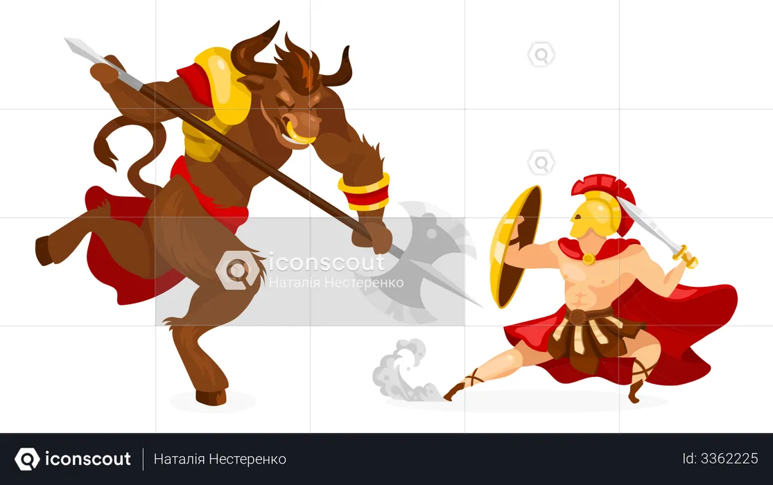 Theseus and Minotaur  Illustration
