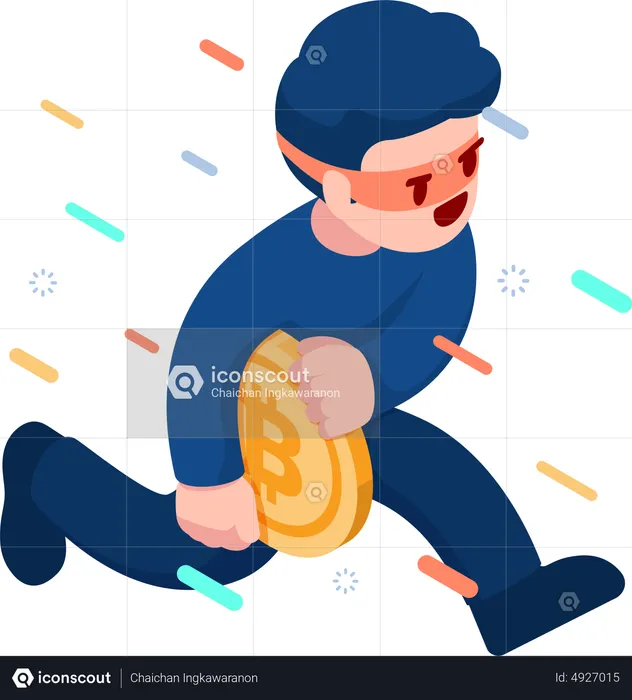Thief Stealing Bitcoin  Illustration