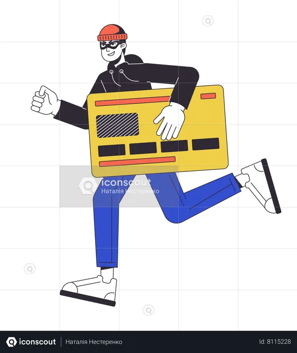 Thief stealing credit card  Illustration