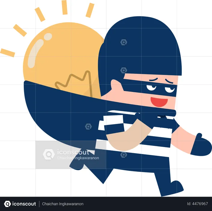 Thief stealing idea and carrying on back  Illustration