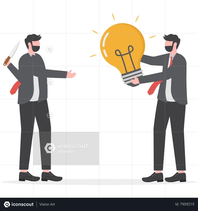 Thief stealing ideas from business person  Illustration