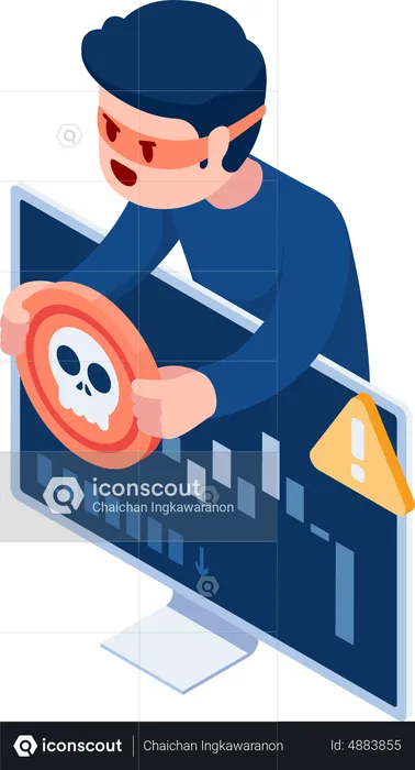 Thief stealing information  Illustration